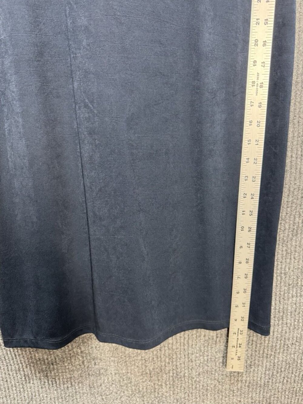 Chico’s Travelers Neck-Band Choker Dress Womens 2/Large Navy Blue Midi Slinky - Picture 11 of 13